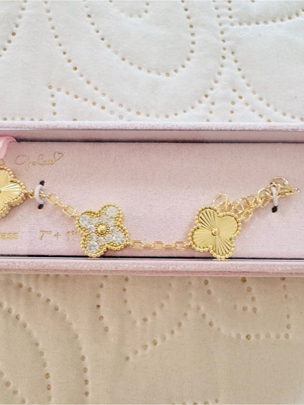 14K Flash Gold Plated Clover Charms Bracelet. New - Picture 7 of 8
